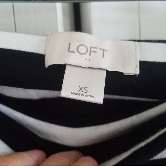 LOFT Black & White Stripe Strapless Dress - Picture 3 of 6